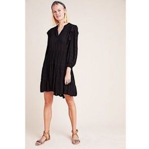 Tunic style black dress with 3/4 sleeves